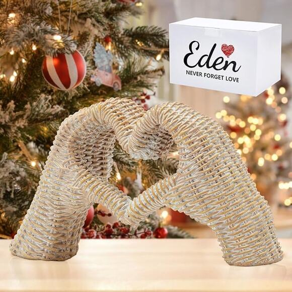 Gold Heart Hands Sculpture Room Decor Living Bedroom Bookshelf Gift for Mom Dad - Picture 1 of 7